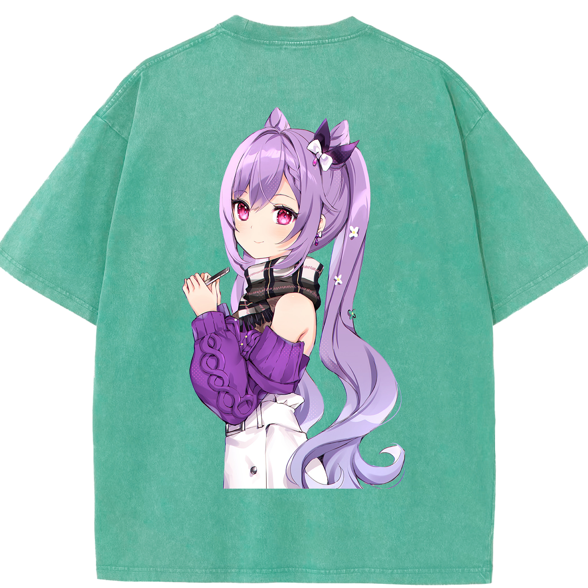 げんし神 刻晴 こくせい genshin Kokusei 綿100% ヴィンテージ風 半袖Tシャツ（背面プリント）